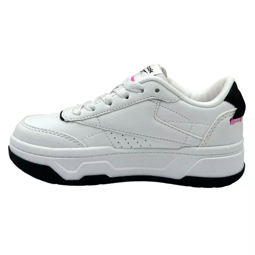Reebok Tech Geo Little Girls Athletic Sneakers Size 12 White/Black Lace up Shoes